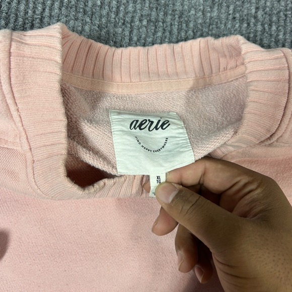 Aerie Oversized Sweatshirt Pink Crewneck Long Sleeve Pullover Top XL Comfort - Picture 4 of 7